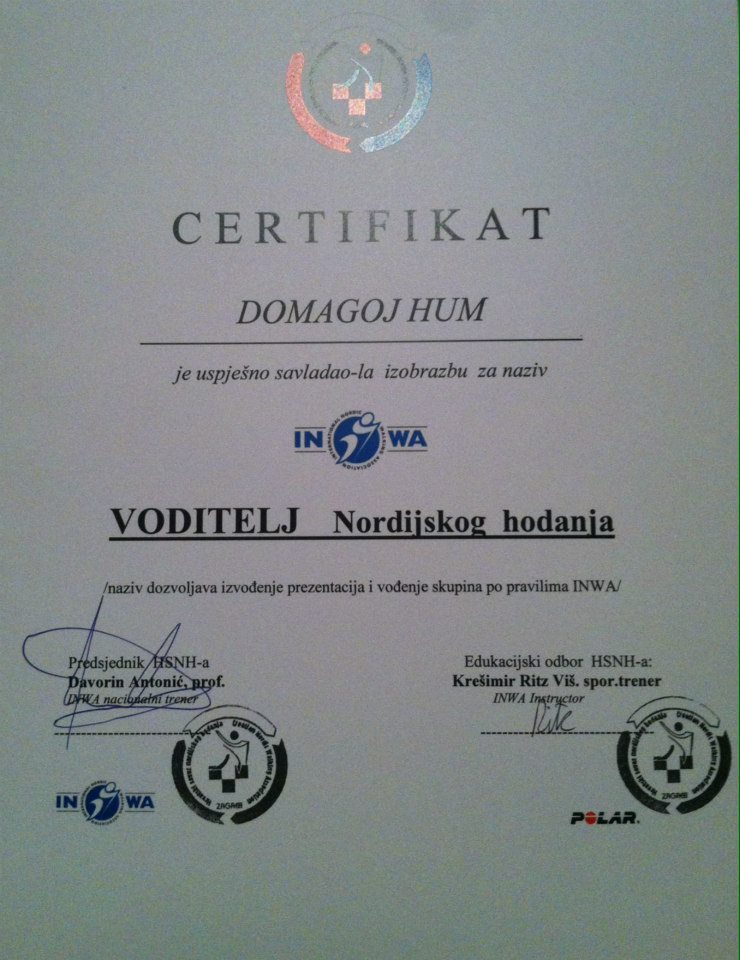 slika 19 Nordic Walking INWA certificate